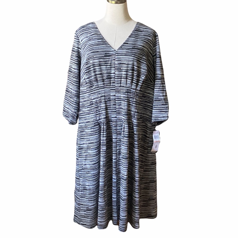 NWT London Times Woman 3/4 Sleeve Dress Gray 2X Career Wear Work Plus Size